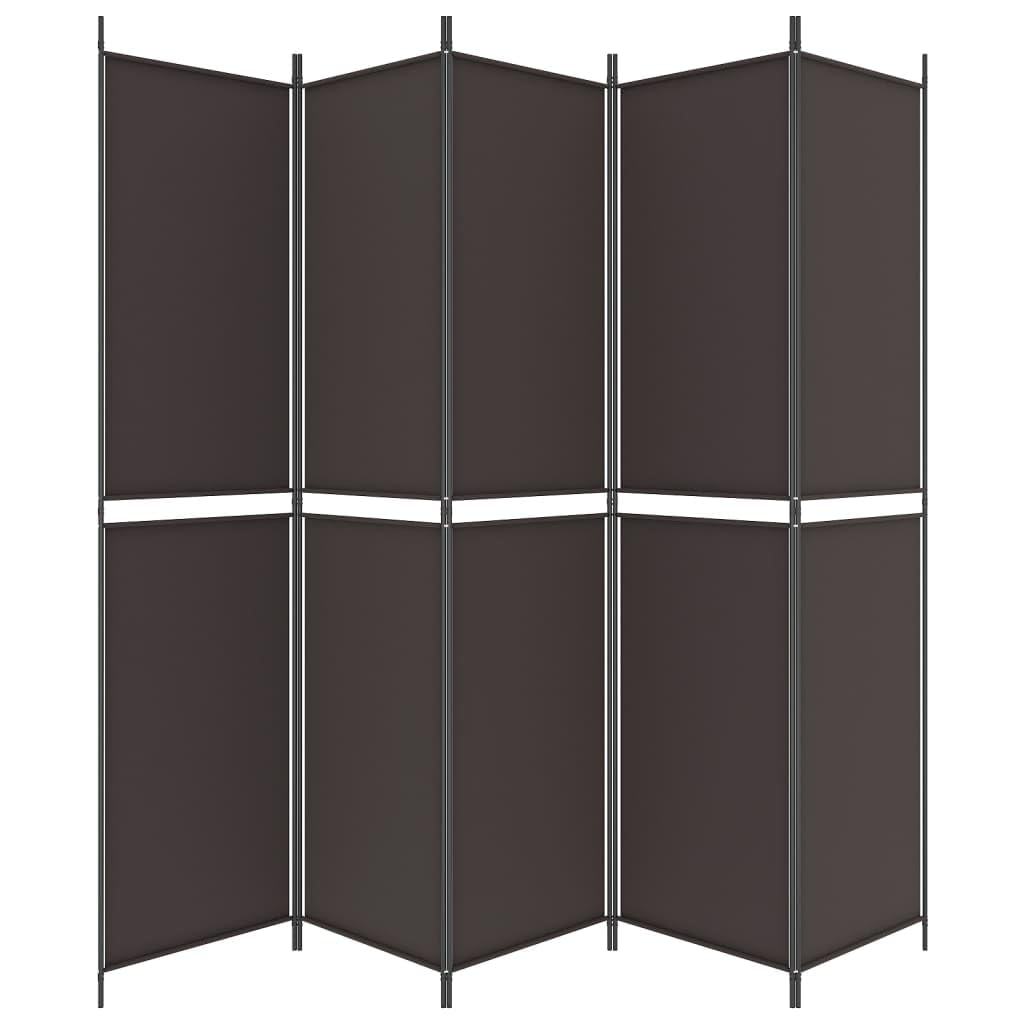 vidaXL 5-Panel Room Divider - Versatile Partition Screen, Easy to Fold & Store, Durable 100% Polyester Fabric, Ideal for Bedroom, Living Room, Modern Brown Design