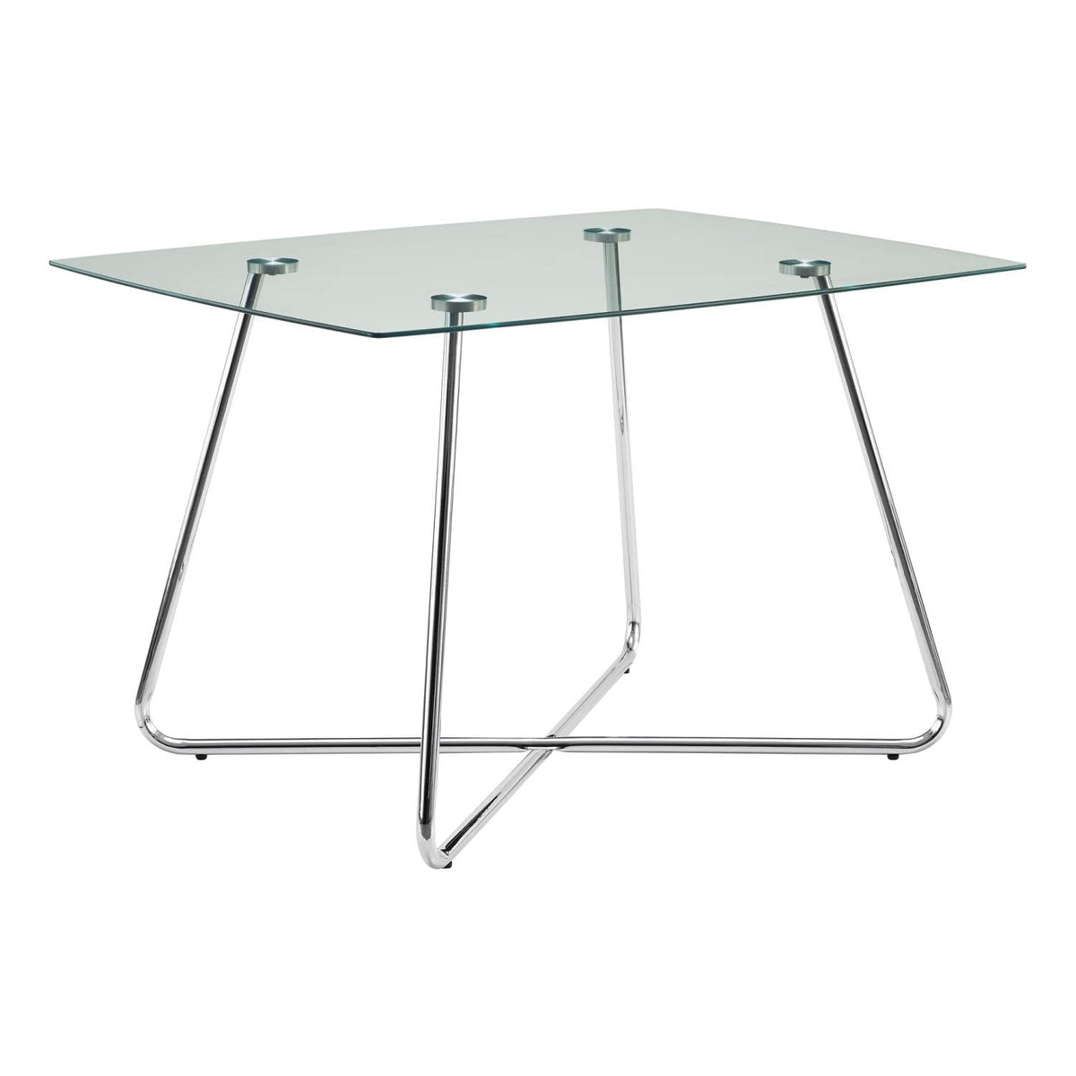 Monarch Specialties Chrome with 8 mm Tempered Glass Dining Table, 36' x 48', Silver