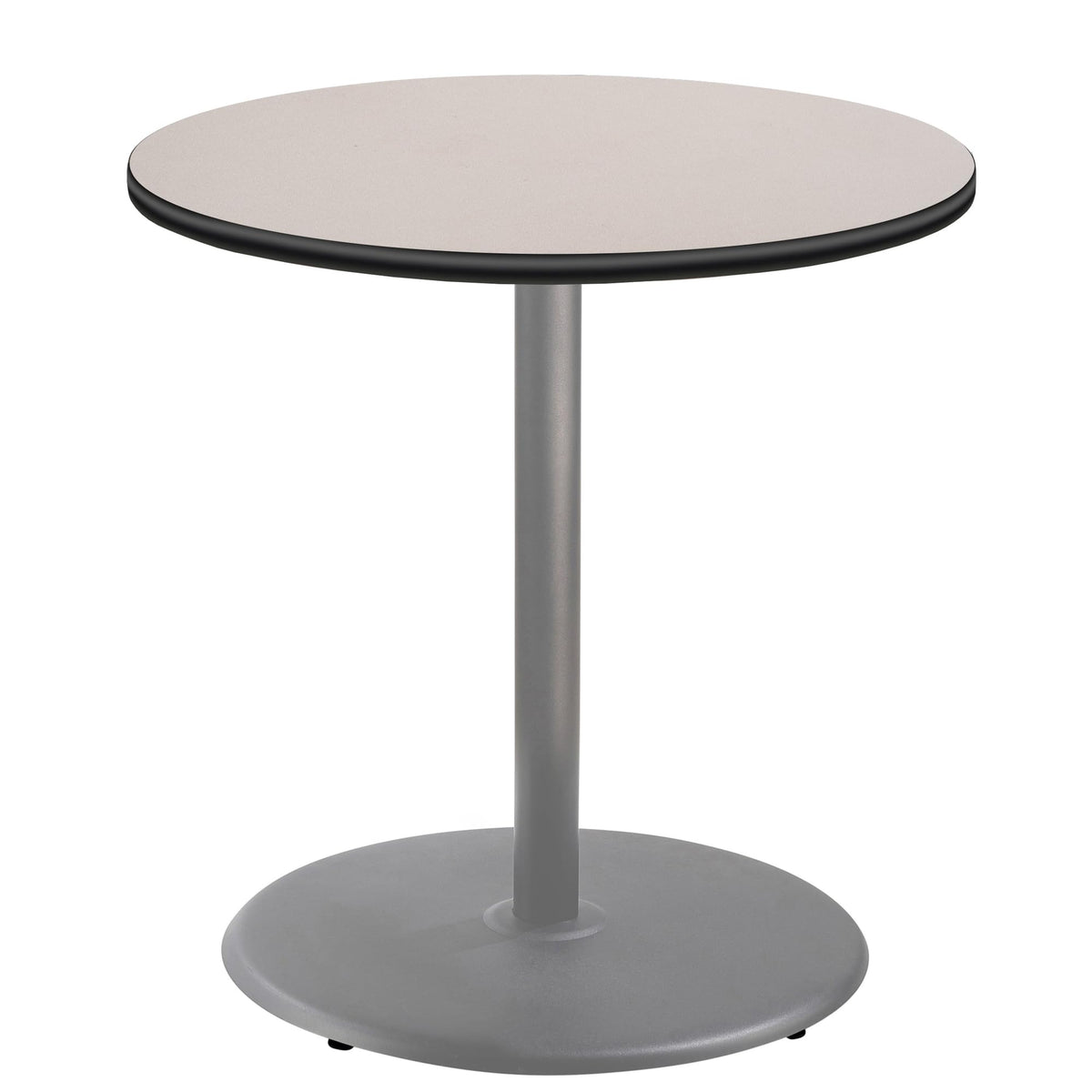 National Public Seating Nps 36&Quot; Round Cafe Table With Round Base, 36&Quot; Height, Particleboard Core/T-Mold, Grey Nebula Top, Grey Frame
