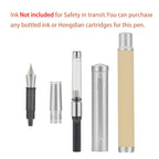 Silver Birch Forest Aluminum Fountain Pen Bent Nib (Fine To Broad) With Metal Box Fude Pen Set By Asvine