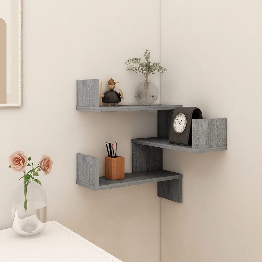 Wall Corner Shelf Grey Sonoma 40X40X50 Cm Engineered Wood