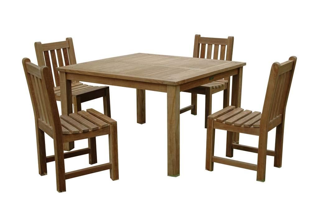 Anderson Teak Windsor Rialto Side Chair 5-Pieces Dining Table Set