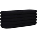Jennifer Taylor Home Fuji 49" Upholstered Oval Storage Bench, Ebony Black Boucle
