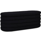 Jennifer Taylor Home Fuji 49" Upholstered Oval Storage Bench, Ebony Black Boucle