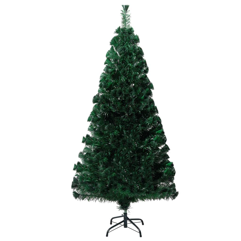 Vidaxl 6Ft Artificial Christmas Tree - Fiber Optic With Stand, Multi-Colored Lights, Pvc - Indoor/Outdoor Holiday Decor, Reusable, Easy Assembly Green Tree
