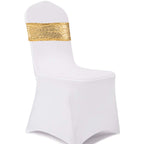 Eternal Beauty Set Of 10 Sequin Chair Sashes Gold Chair Sashes For Wedding Hotel Party Banquet Chairs Decorations