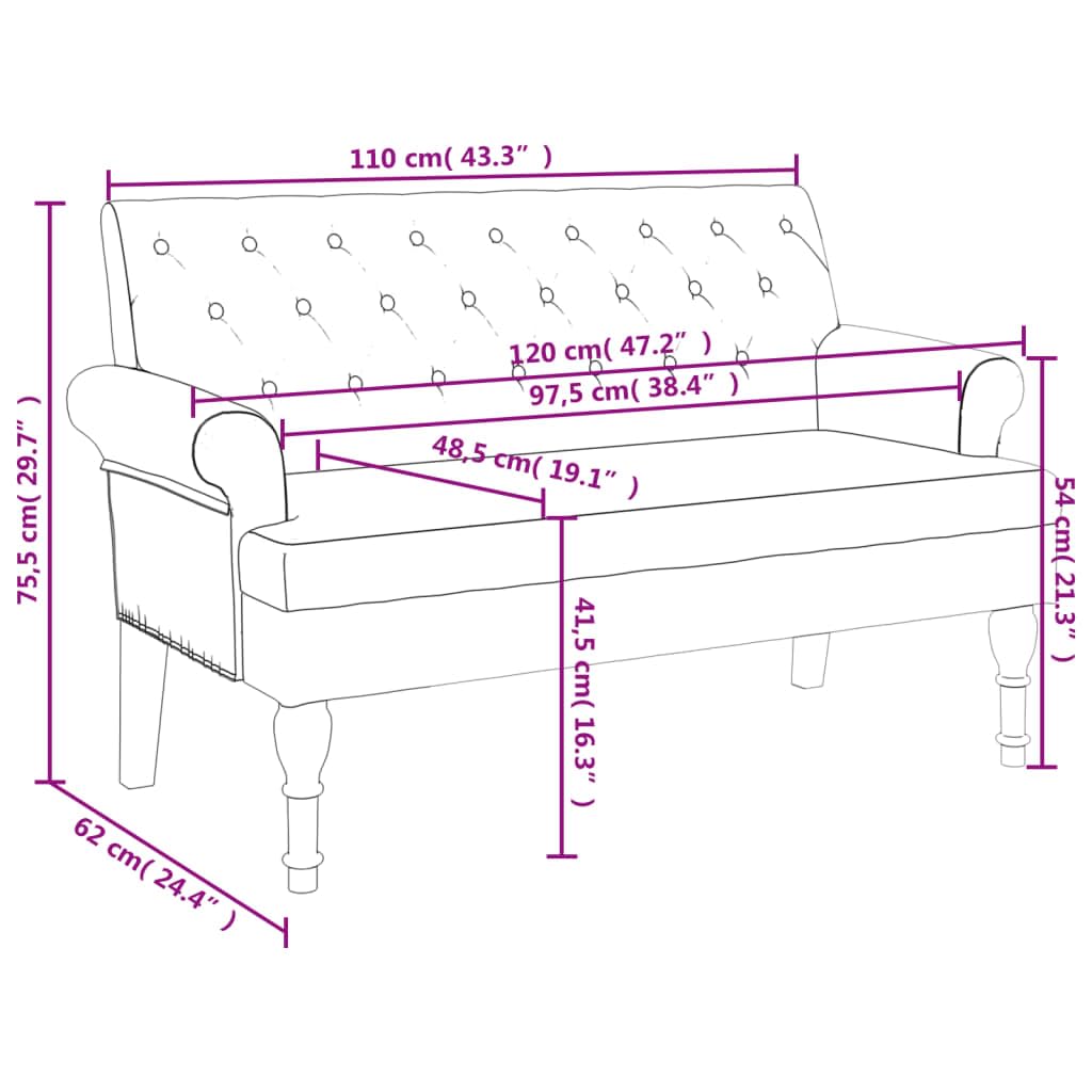 vidaXL 47 W Small Loveseat, Fabric Chesterfield Sofa with Button Tufting & Rolled Armrests for Small Spaces, 2 Seater Couch for Living Room & Bedroom, Dark Gray
