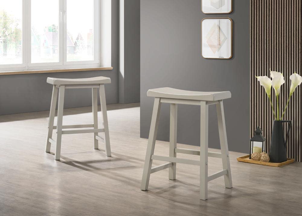 Lilola Home Set of 2 Alonzo Light Gray Backless Ergonomic Counter Height Stool