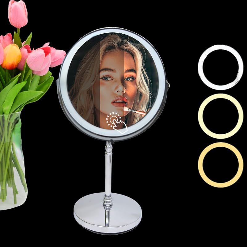 zunkfulu Valentines Day Gifts for Her 8'' Rechargeable Magnifying Mirror with Light Birthday for Women Mom Get Well Soon for Cou