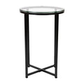 Flash Furniture Greenwich Collection End Table - Modern Clear Glass End Table - Crisscross Matte Black Frame