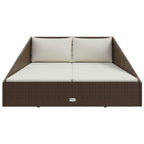 vidaXL Poly Rattan Garden Bed - Brown Outdoor Daybed with Cream White Seat Cushions and Pillows, Weather Resistant Material, Suitable for Patio or Poolside