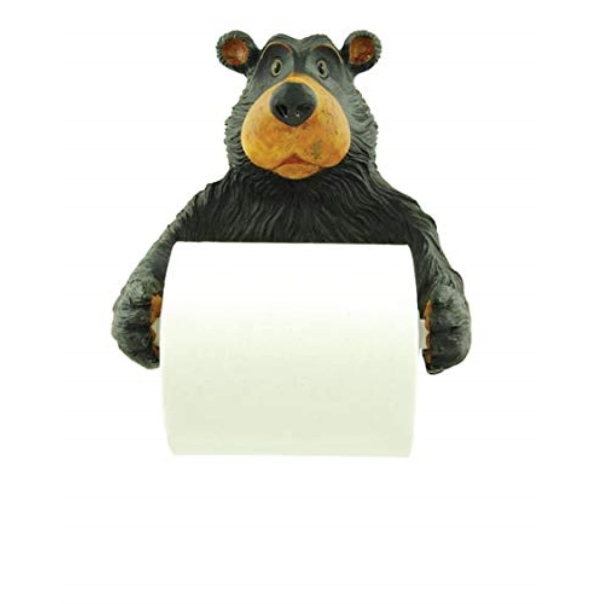WD Willie Black Bear Holding Roll of Toilet Tissue Wall Mounted Toilet Paper Holder Rack 7.5