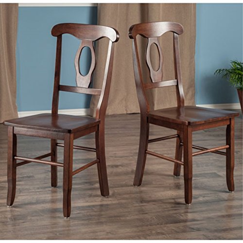 Ergode Renaissance 2-Piece Chair Set | Carved Keyhole Backs | Solid Wood | Walnut Finish | Comfortable Contoured Seats | Dining or Occasional Use | Assembly Required (94208-VV)