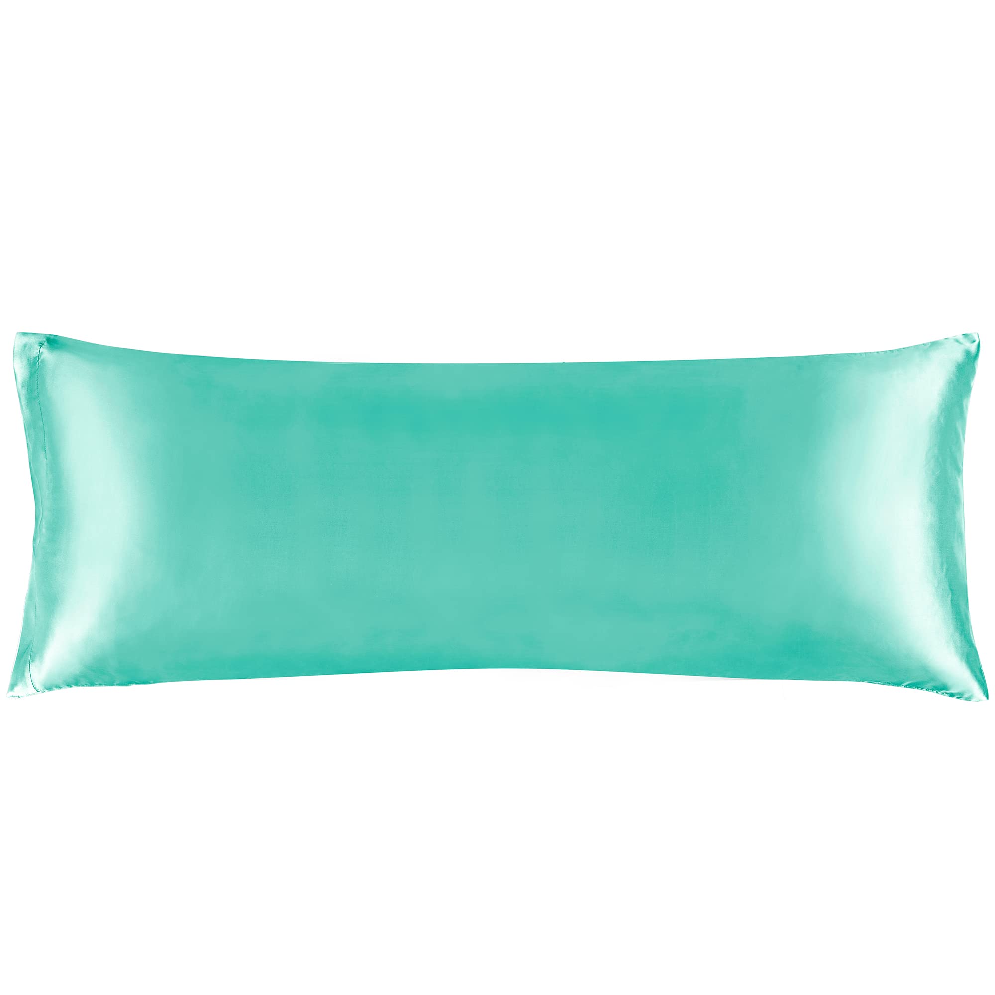 Bedelite Satin Silk Body Pillow Pillowcase For Hair And Skin, Premium And Silky Turquoise Long Body Pillow Case Cover 20X54 With