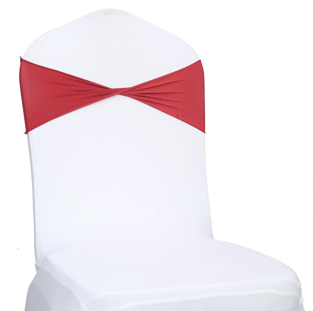 Mds Pack Of 100 Spandex Chair Sashes Bow Sash Elastic Chair Bands Ties Without Buckle For Wedding And Events Decoration Spandex Slider Sashes Bow - Apple Red