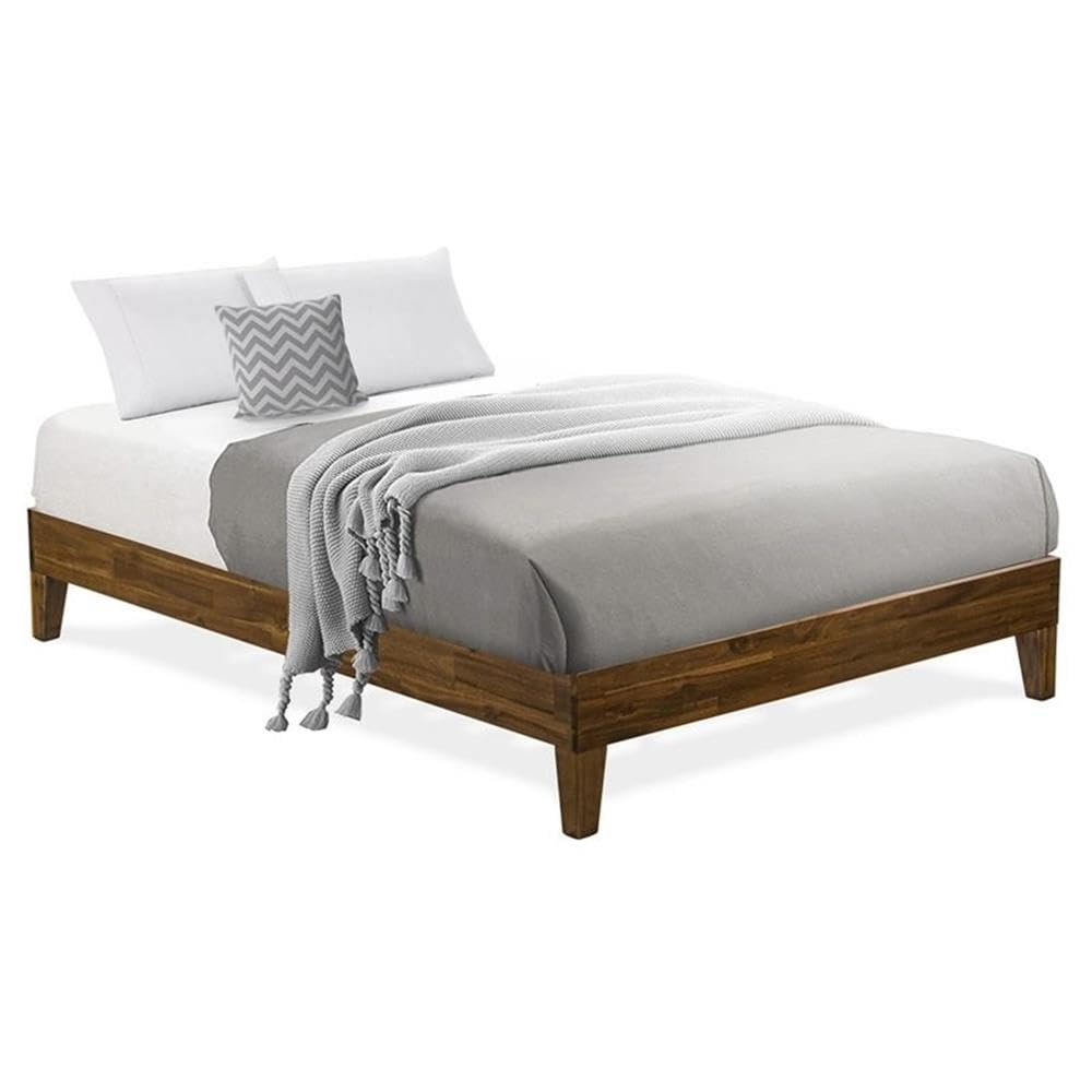 East West Furniture NVP-22-F Full Size Bed Frame with 4 Hardwood Legs and 2 Extra Center Legs - Walnut Finish