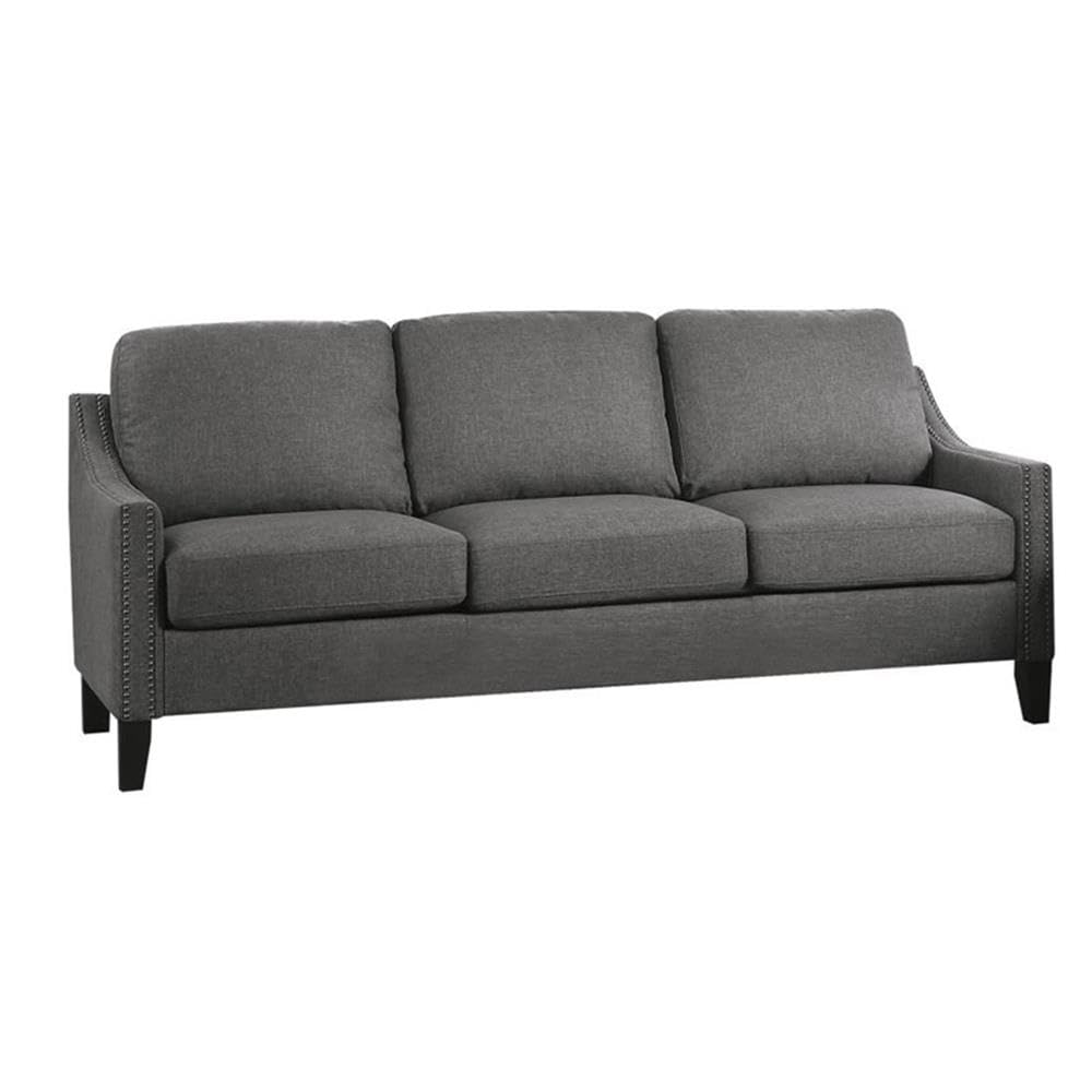 Acme Zapata Jr Linen Fabric Sloped Arms Sofa In Gray