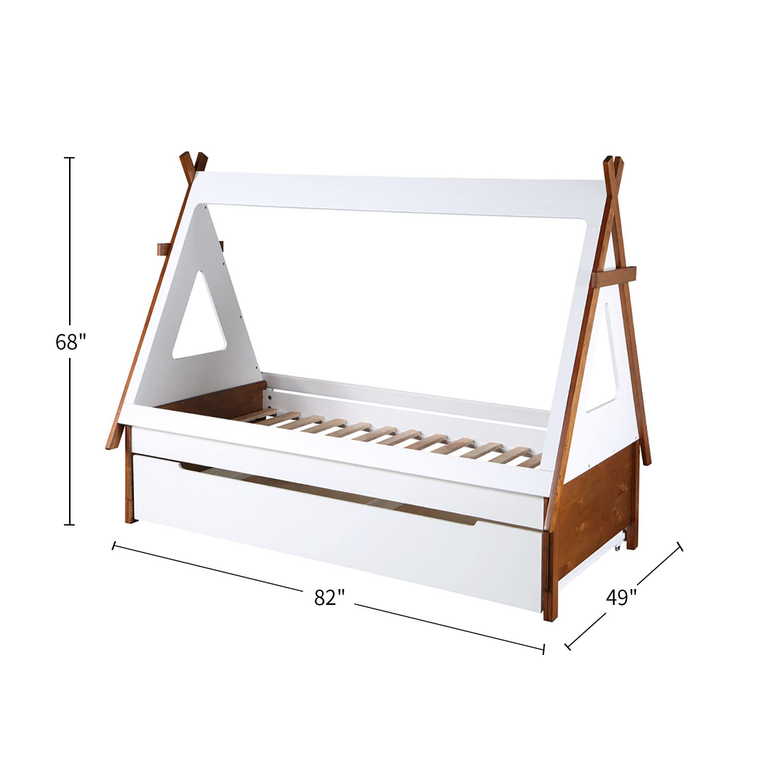 simple relax Loreen Twin Bed in Oak & White Finish