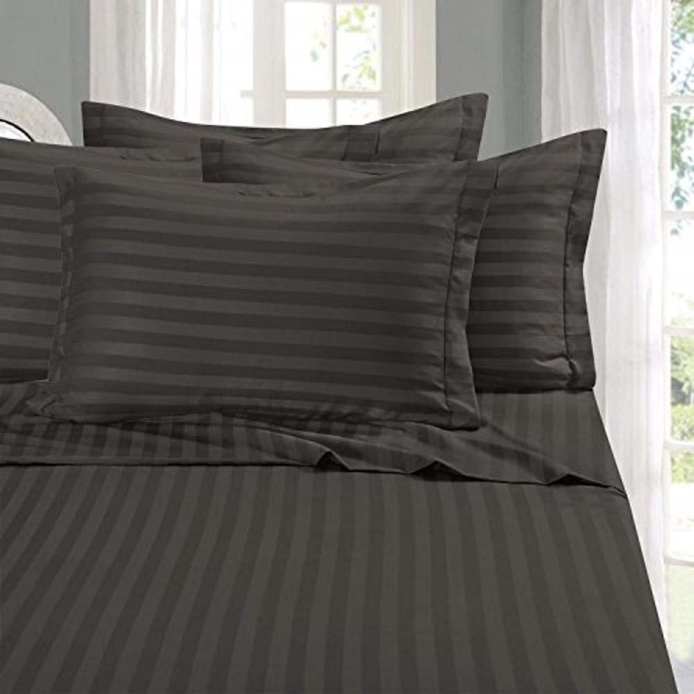Elegant Comfort Wrinkle & Fade Resistant 1500 Premier - Damask Stripes Hotel Quality Luxurious Silky Soft 4-Piece Sheet Set, Up
