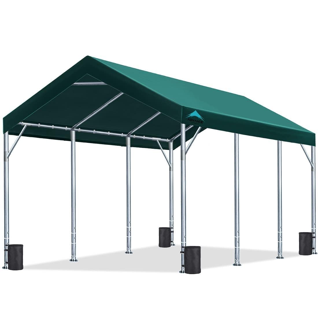 Advance Outdoor 12X20 Ft Canopy Garage Heavy Duty Carport Car Boat Shelter Party Tent, Adjustable Peak Height From 9.5Ft To 11Ft