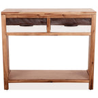 vidaXL Solid Acacia Wood Console Table with 2 Drawers & Shelf ?Brown - Modern Sideboard-Console for Living Room - Durable & Decorative - Easy Assembly