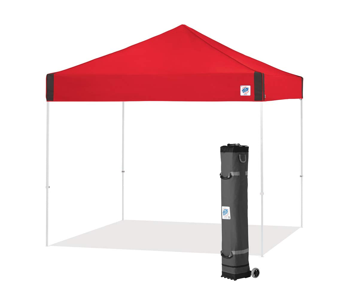 E-Z Up Pyramid Instant Shelter Canopy, 10' X 10' With Wide-Trax Roller Bag & 4 Piece Spike Set, Punch