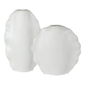 Uttermost Ruffled Matte White Glaze Ceramic Vases Set of 2