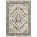 HomeRoots 508983 8 x 10 ft. Ivory Gray Black & Ivory Oriental Power Loom Stain Resistant Rectangle Area Rug