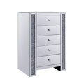 Acme Noralie 5-Drawer Console Table in Mirrored and Faux Diamonds