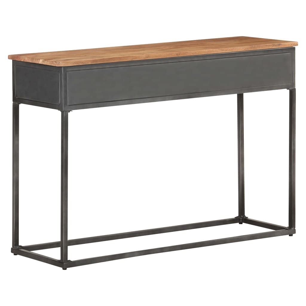 vidaXL Industrial Console Table, Solid Acacia Wood with Steel Base, Rectangular Shape with Ample Storage Space, Unique Wood Grains, Brown, 43.3&quot;x13.8&quot;x29.5&quot;