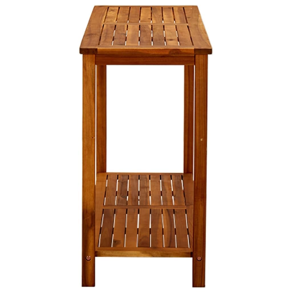 vidaXL Solid Acacia Wood Patio Console Table - Entryway Accent Hallway Table with Storage Shelf 43.3"x15.7"x29.5"