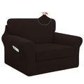 Easy-Going 3 Pieces Stretch Chair Cover Washable Chair Slipcover Set for 1 Backrest and Seat Cushion Couch Anti-Slip Sofa Couch 