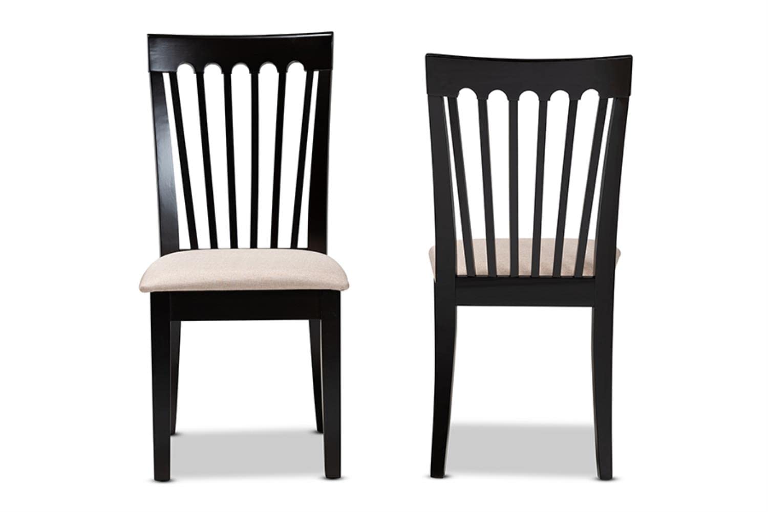 Baxton Studio Minette Modern and Contemporary Sand Fabric Upholstered Espresso Brown Finished 2-Piece Wood Dining Chair Set