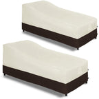 Easy-Going Waterproof Outdoor Chaise Lounge Cover, Heavy Duty Patio Lounge Chair Cover, Windproof Outdoor Furniture Cover With Air Vent 2 Pack-84Wx34Dx32H Inch, Beige/Dark Brown