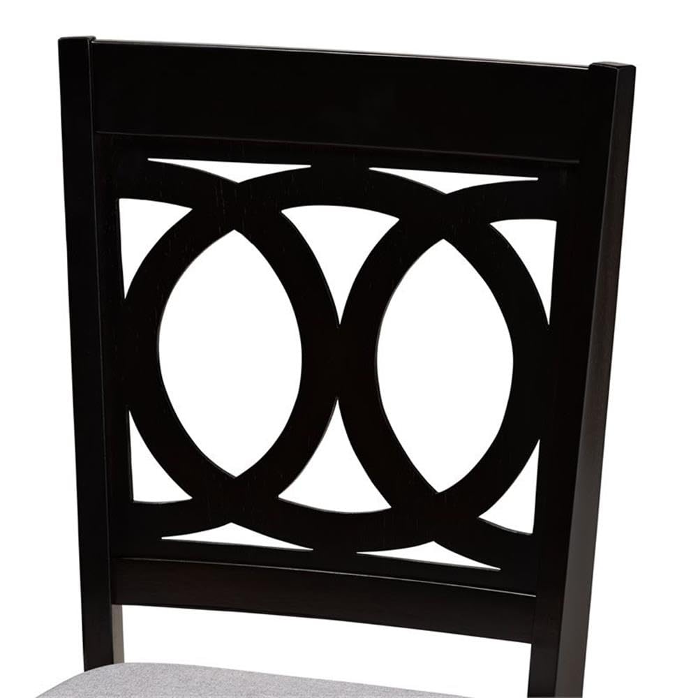 Baxton Studio Lenoir Modern and Contemporary Grey Fabric Upholstered Espresso Brown Finished Wood 7-Piece Dining Set