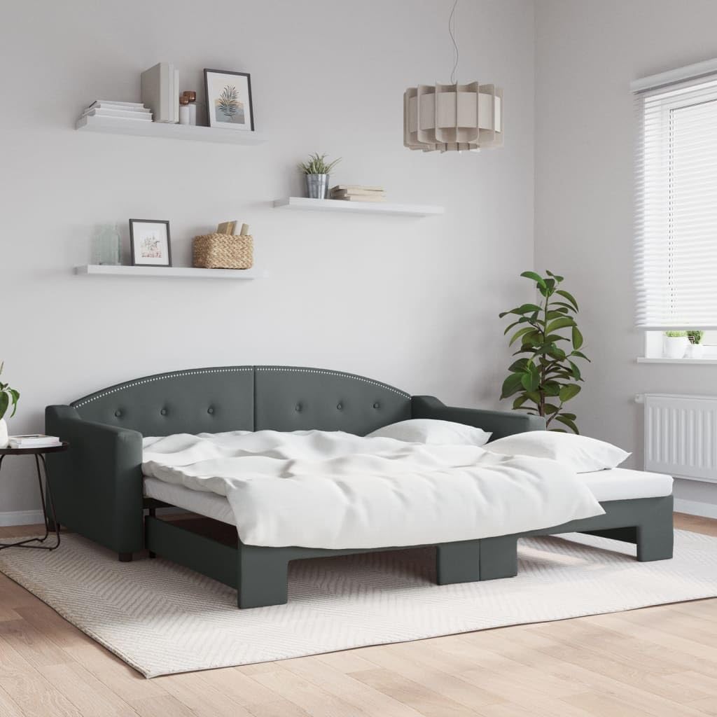 vidaXL Light Gray 2-in-1 Daybed with Trundle - Versatile Sofa Bed for Living Rooms and Bedrooms - Blends Style and Functionality