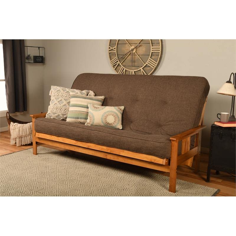 Kodiak Furniture Monterey Queen-Size Butternut Wood Futon-Linen Cocoa Mattress
