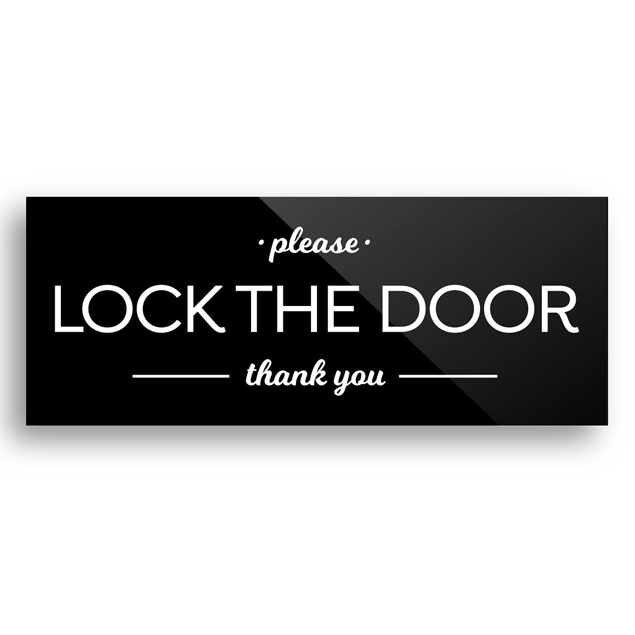 Reilly Originals 2X5 Inch Please Lock Door, Premium Acrylic Plexiglass Designer Sign ~ Ready To Stick ~ Durable & Washable
