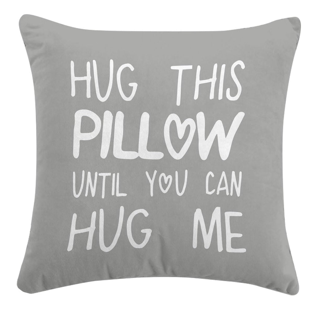 Sufamb Hug This Pillow Until You Can Hug Me Throw Pillow Covers Decor For Home Bedroom, 18'' X 18'' Pillow Case, Boyfriend Girlf