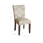 Homepop Parsons Classic Upholstered Accent Dining Chair, Set Of 2, Taupe And Cream Medallion