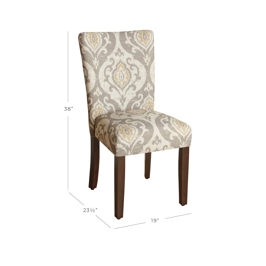 Homepop Parsons Classic Upholstered Accent Dining Chair, Set Of 2, Taupe And Cream Medallion
