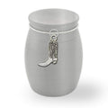 Small Mini Cowboy Boot Keepsake Memorial Cremains Holder Container Jar Vial Brushed Stainless Steel Cremation Funeral Urn Rodeo 