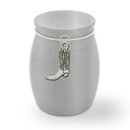 Small Mini Cowboy Boot Keepsake Memorial Cremains Holder Container Jar Vial Brushed Stainless Steel Cremation Funeral Urn Rodeo 