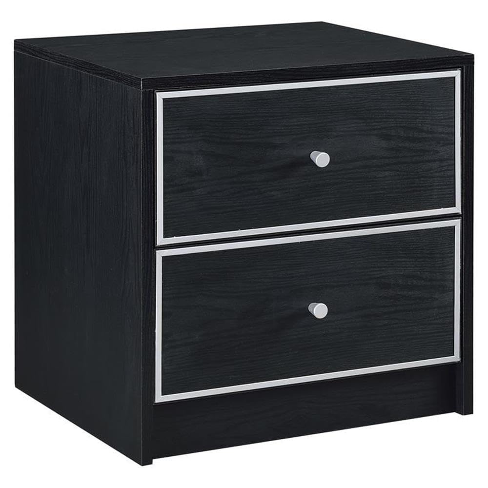 Acme Jabir 2-Drawer Wooden Accent Table in Black and Silver