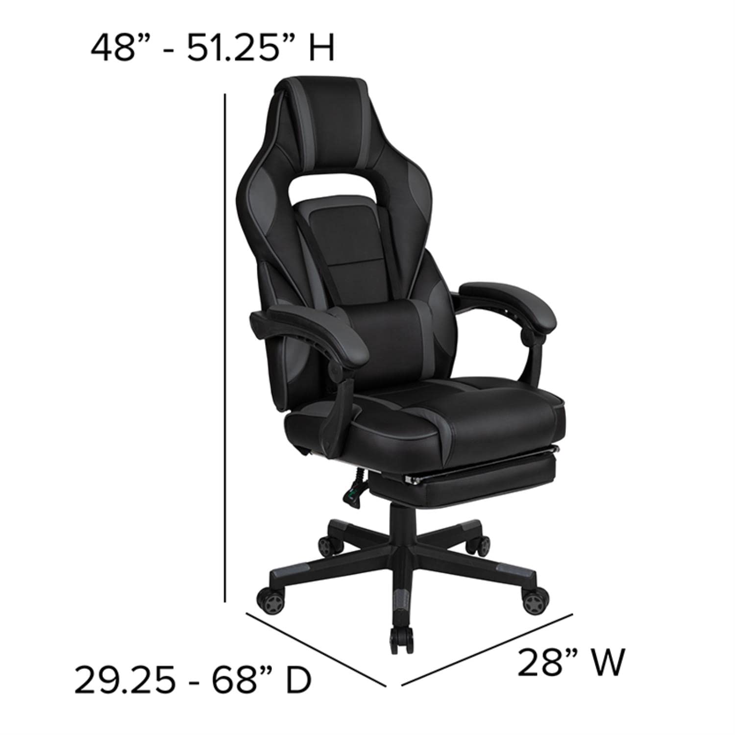 Flash Furniture Red Gaming Desk With Cup Holder/Headphone Hook & Black Reclining Back/Arms Gaming Chair With Footrest