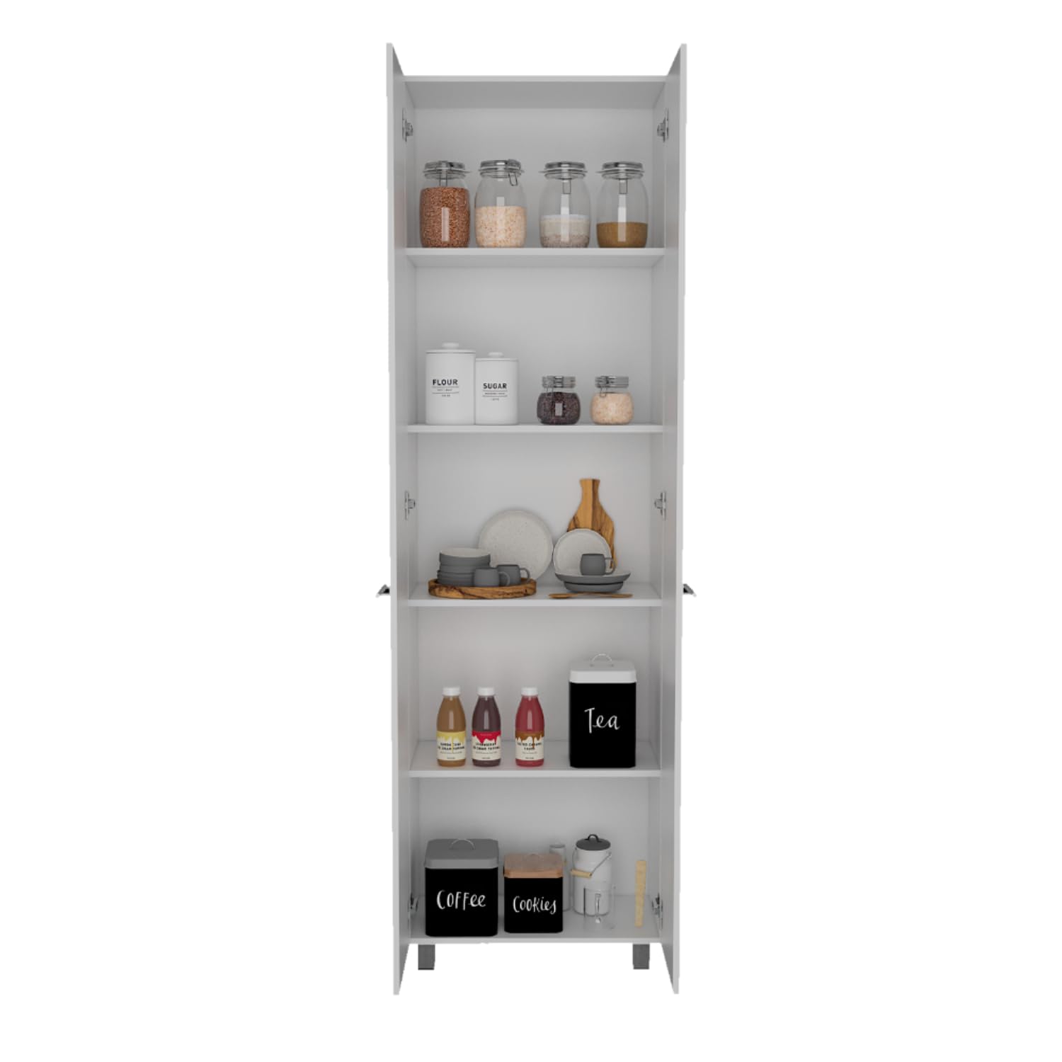 Collins Pantry Cabinet with Five Interior Shelves, 78.7&quot; H, White, Kitchen