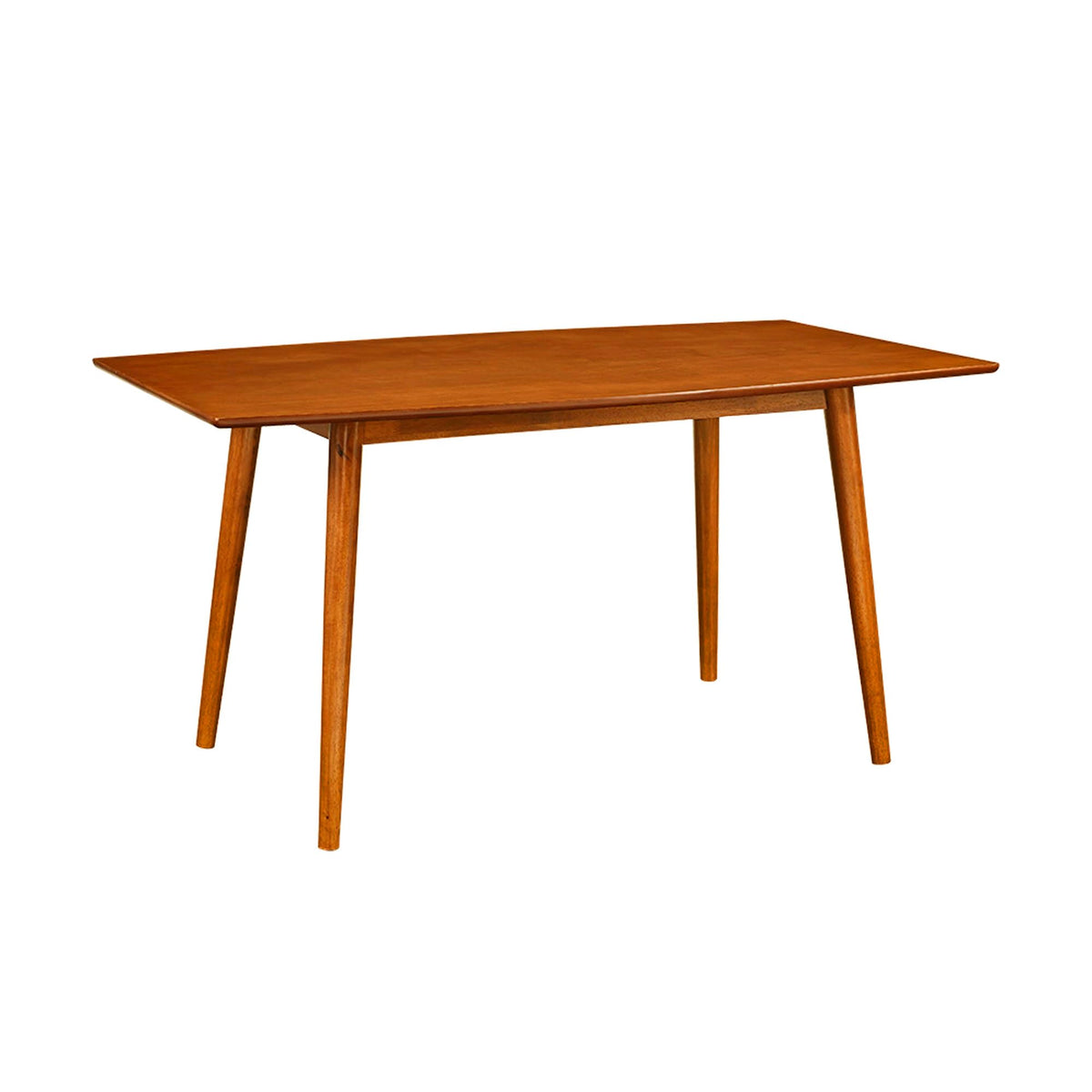 Walker Edison 6 Person Mid Century Modern Wood Hairpin Rectangle Dining Room Kitchen Table Set Dining Chairs, 60 Inch, Brown