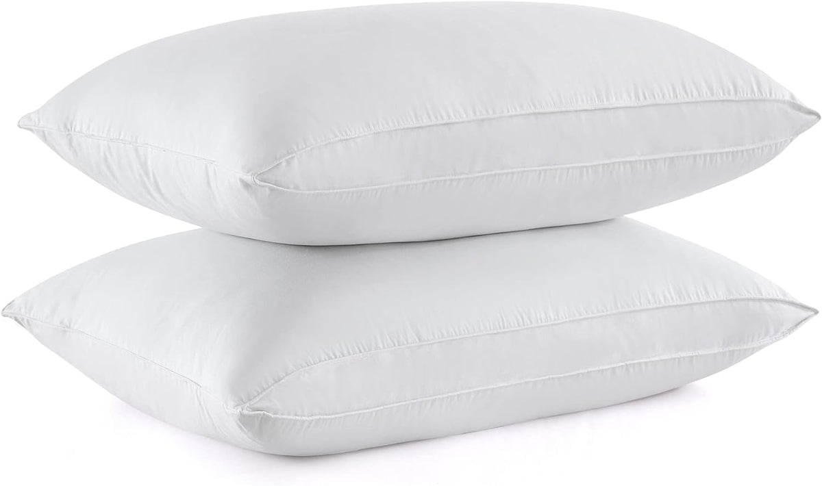 Puredown Goose Feather Down Pillows, Standard Size Soft Bed Pillows For Sleeping With 100% Cotton Shell Set Of 2