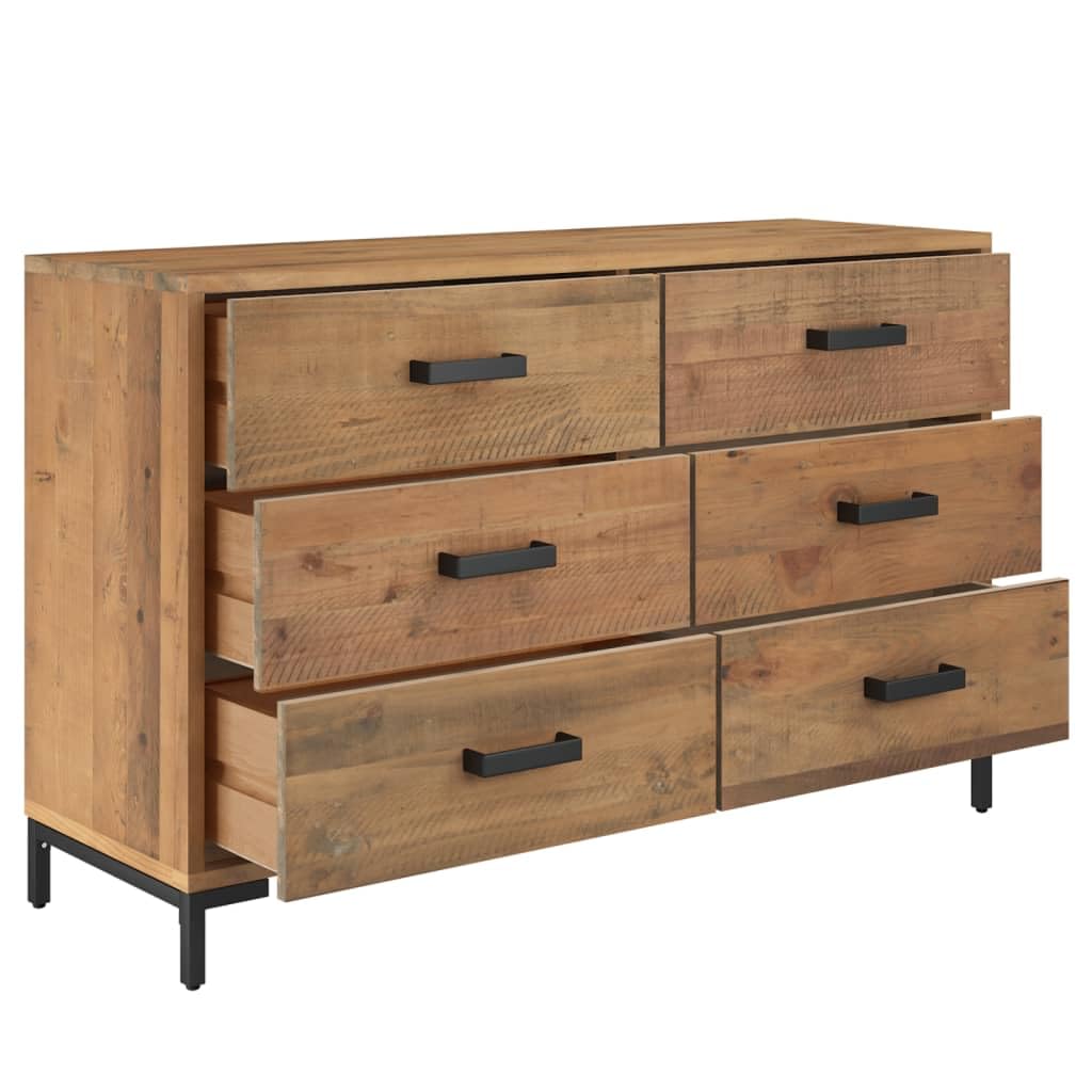 vidaXL Solid Wood Pine Sideboard 43.3"x13.8"x27.6" - Brown, Industrial, Vintage-Inspired Living Room Storage Solution
