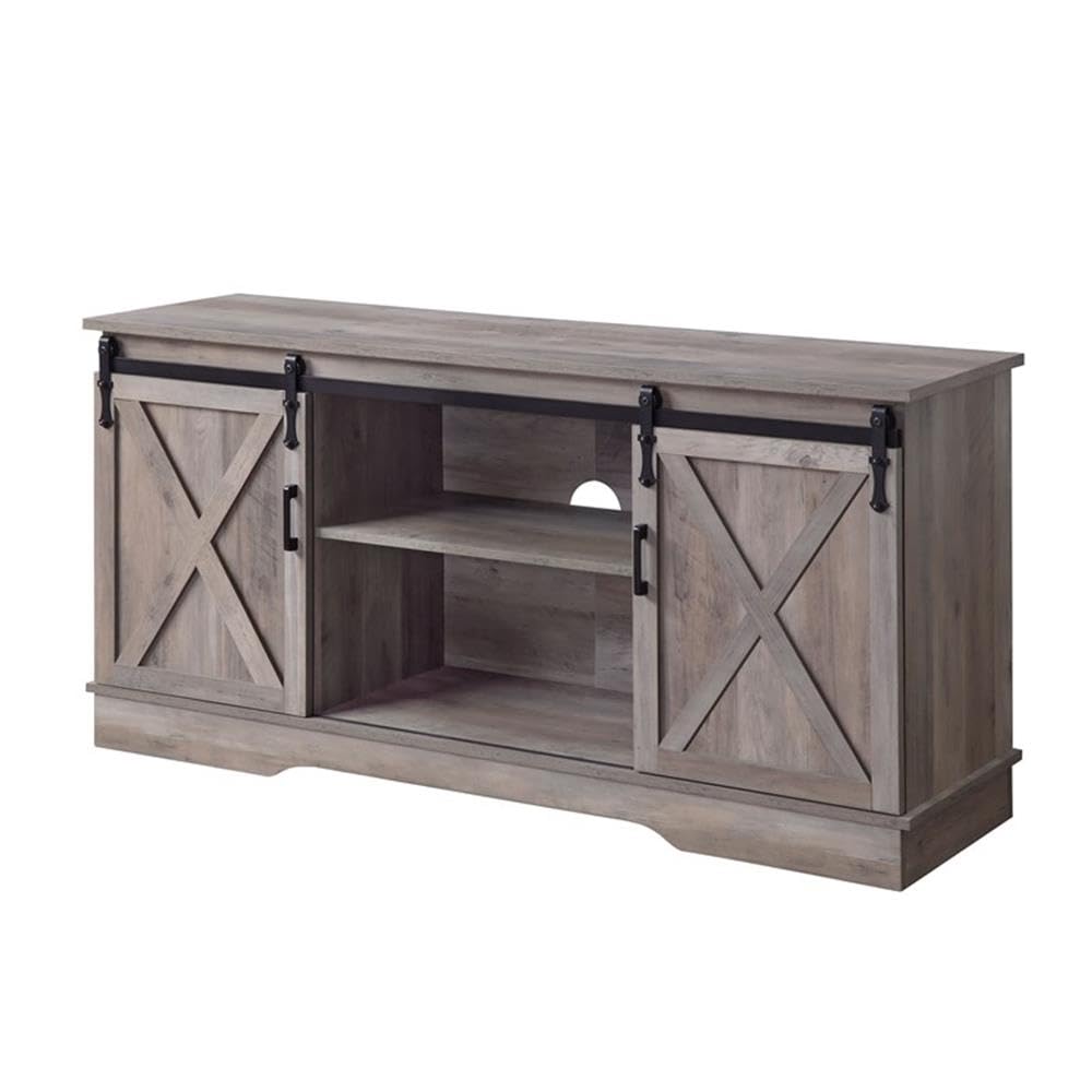 Acme Bennet 2-Door Wooden TV Stand with Shelf in Gray